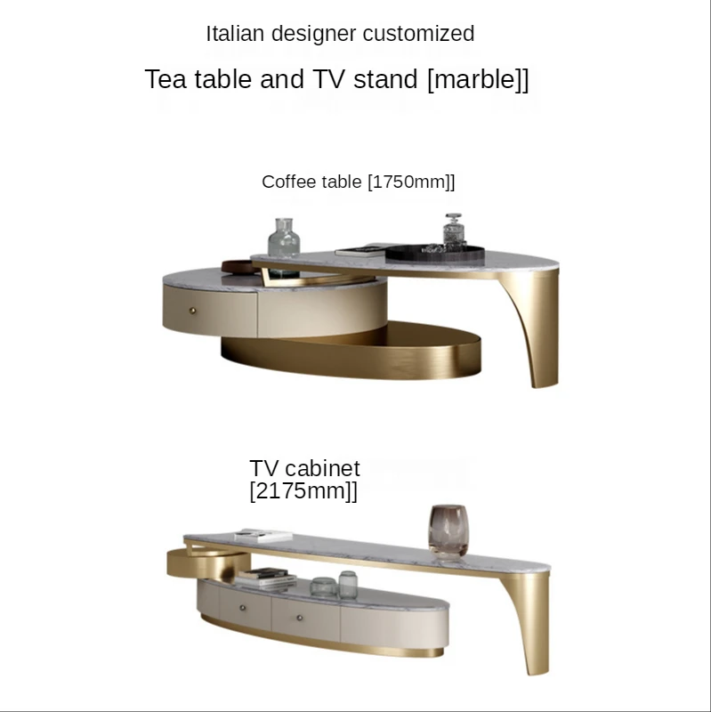 Tea table simple oval personality creative slate coffee table TV cabinet combination coffee table