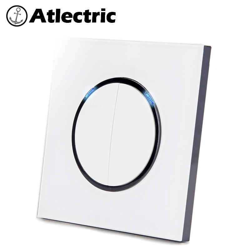 Atlectric 1 2 3 4 Gang 1 2 Way Home Power Light Switch ON / OFF   Button Switch Lamp Light USB EU FR France Socket Glass Panel