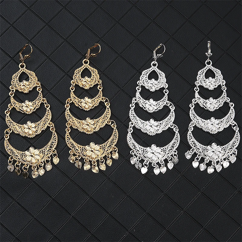 Algeria Caftan Wedding Gold Color Earring Fashion Jewelry Moon Shape Alloy Ear Jewelry