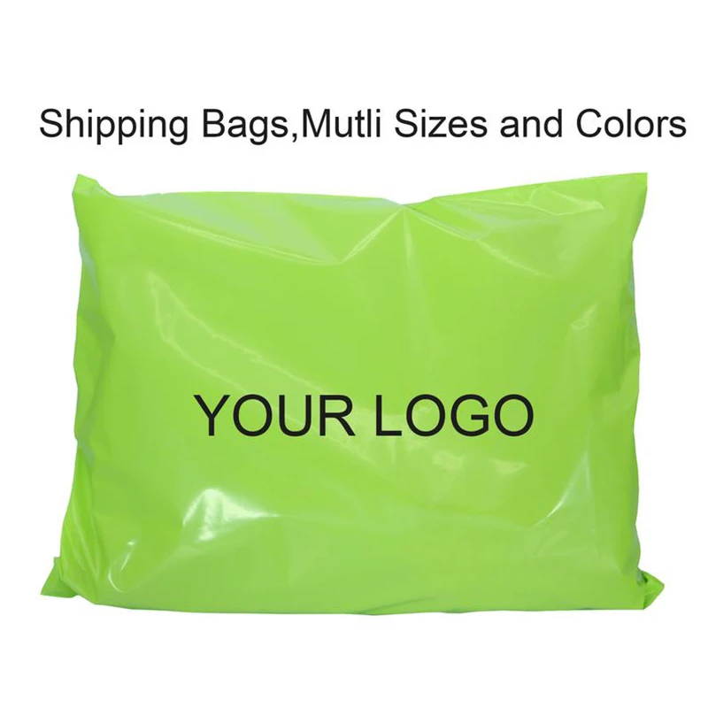 50pcs custom poly mailers green poly  with logo brand printed self-seal & waterproof shipping mailer courier postal envelopes