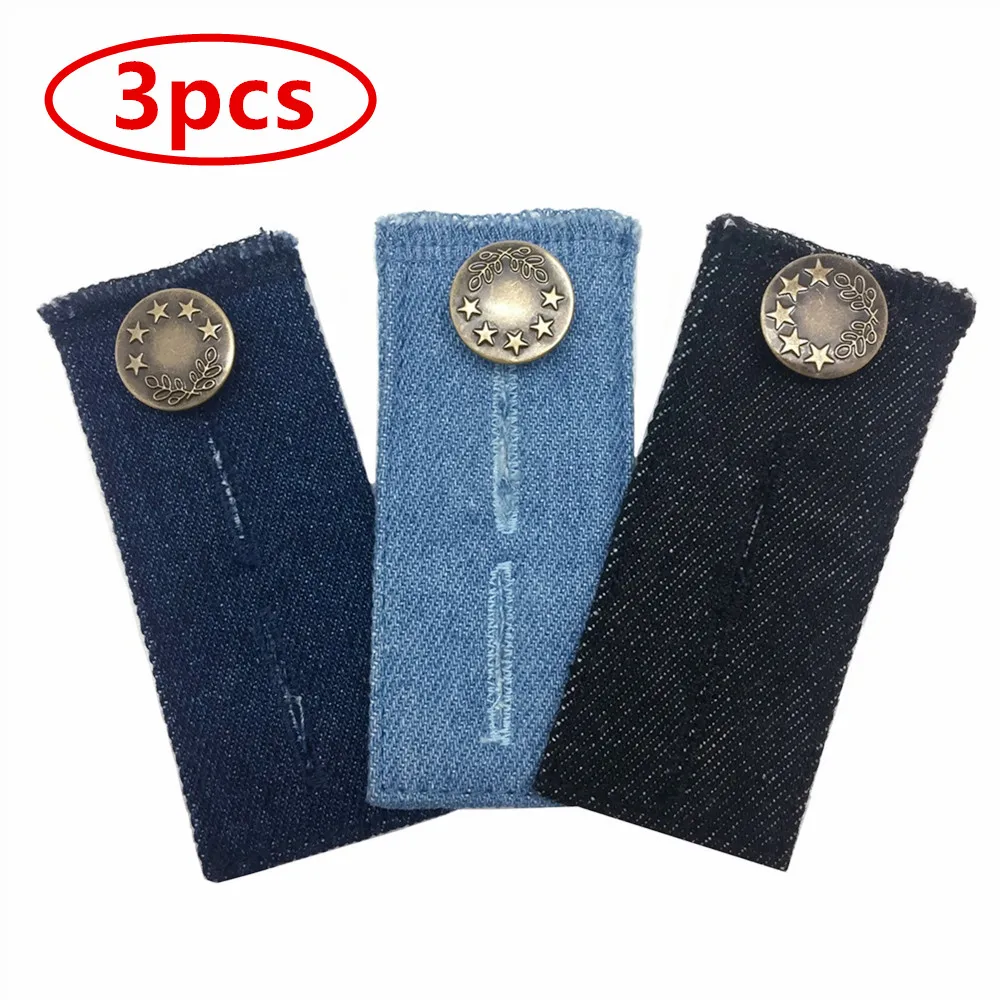 3pcs Multi Use Denim Extenders Elastic Extended Buttons Adjustable DIY Denim Clothes Fastener Jeans Waist Clothes Extension Snap