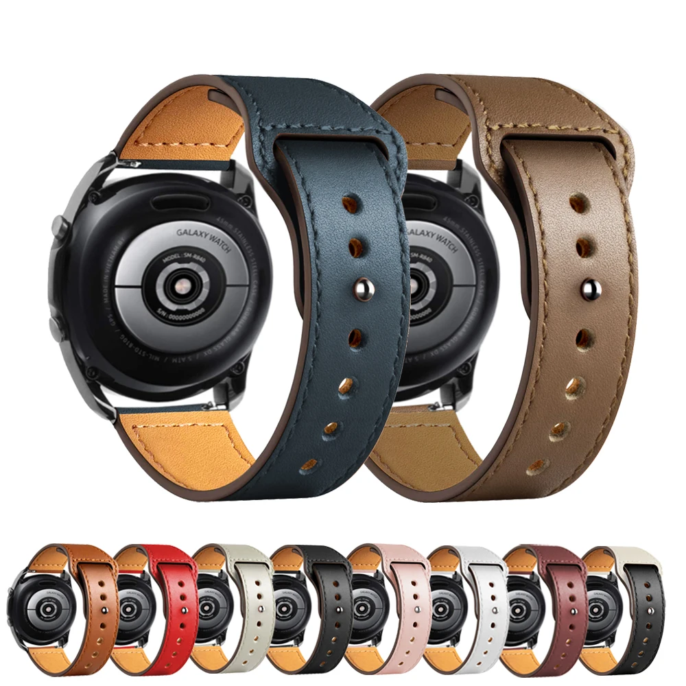 

Кожаный ремешок для Samsung Galaxy wacth Active 2, браслет для Gear S3 Frontier 20 мм 22 мм Huawei GT/2/Pro Galaxy 3 45 мм/42 мм/46 мм