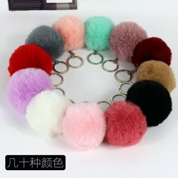 Cute Girls 6CM Fluffy Rabbit Fur Ball Keychain For Women Pompom Fur Ball Key Chains On Bag Car Trinket Wedding Party Gift