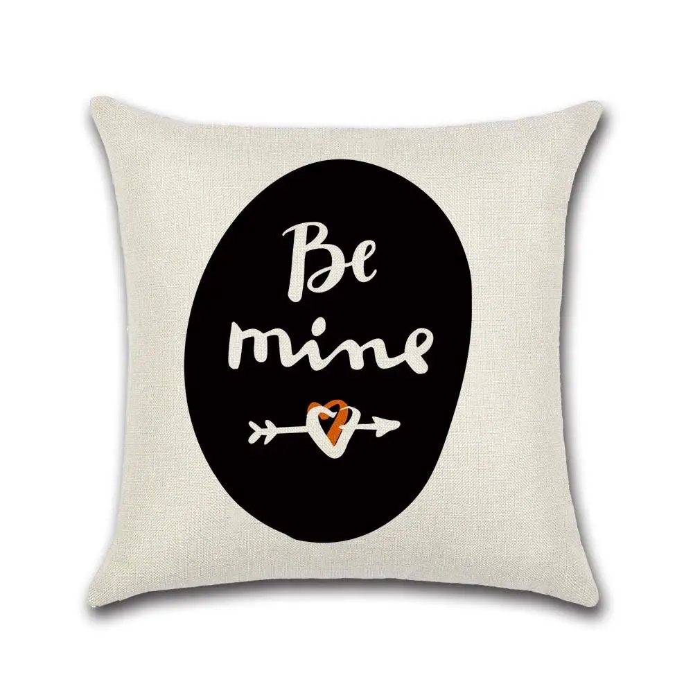 Creative Couple Cushion Cover Cotton Linen Throw Pillow Case For Sofa Lovers Valentine's Day Decorative Pillowcase Cushion Cover
