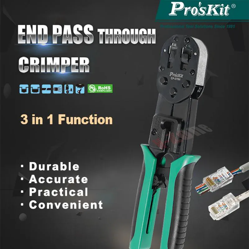 3 in1 Proskit network cable ratchet portable crimping tool for 8P8C/RJ45, 6P2C/6P4C/6P6C/RJ11/RJ12 terminal plug CP-376N