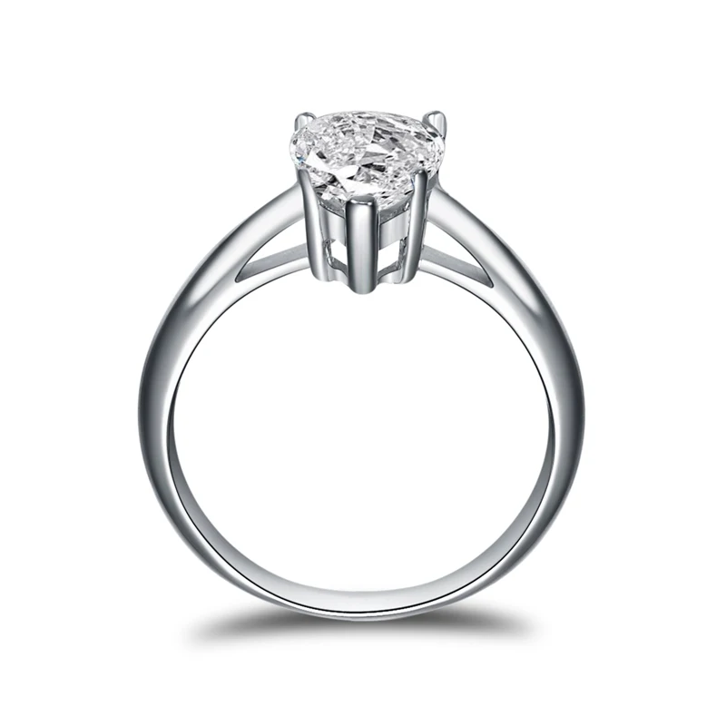 Imagem -04 - Anziw 925 Prata Solitiare Anel 2ct Pear Cut Mulheres Jóias de Noivado Diamante Sintético Casamento Dedo Anéis Jóias Finas Presentes