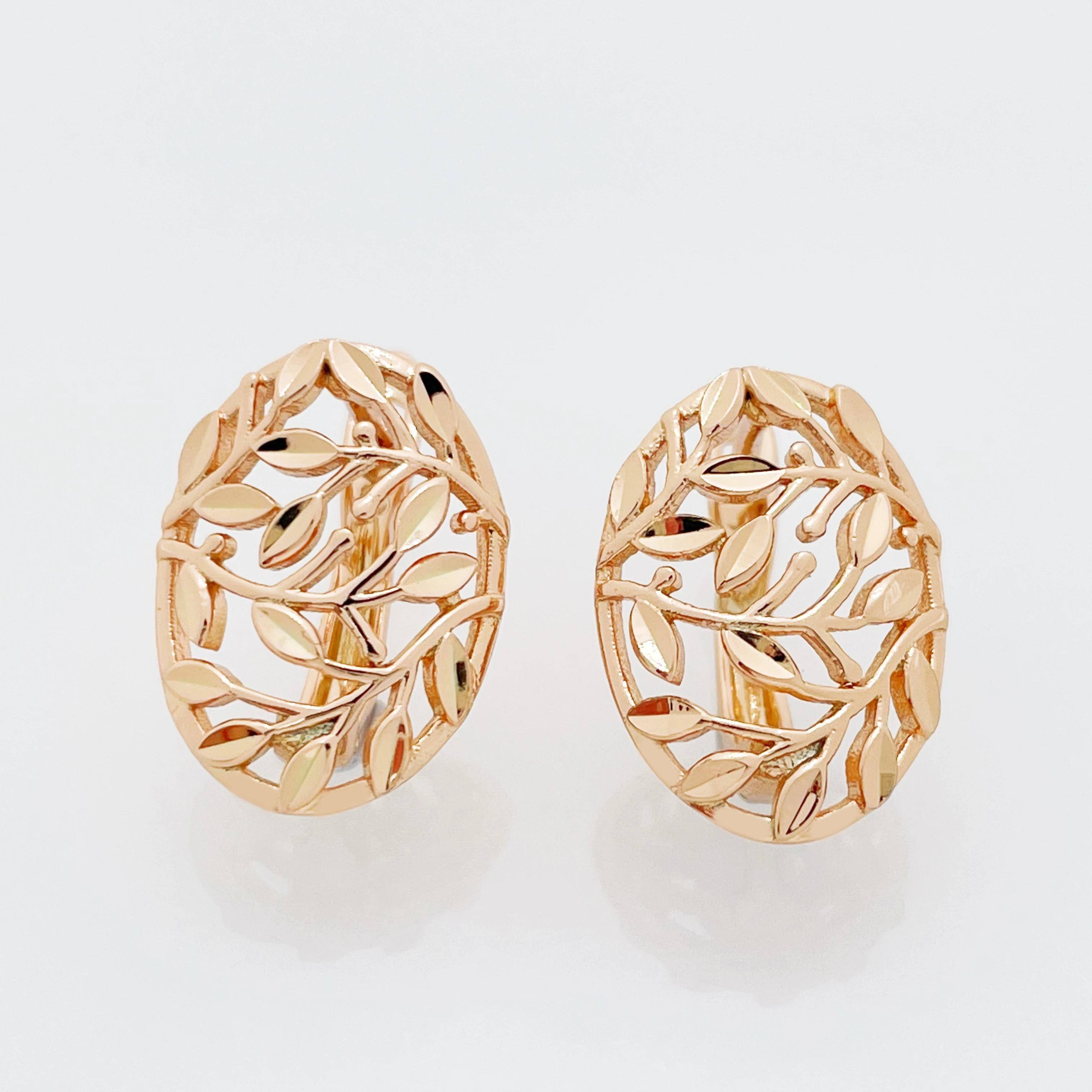 New Hollow Leaf Vintage Classic 585 Rose Gold Drop Earrings Women Simple Fashion Jewelry