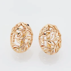 New Hollow Leaf Vintage Classic 585 Rose Gold Drop Earrings Women Simple Fashion Jewelry