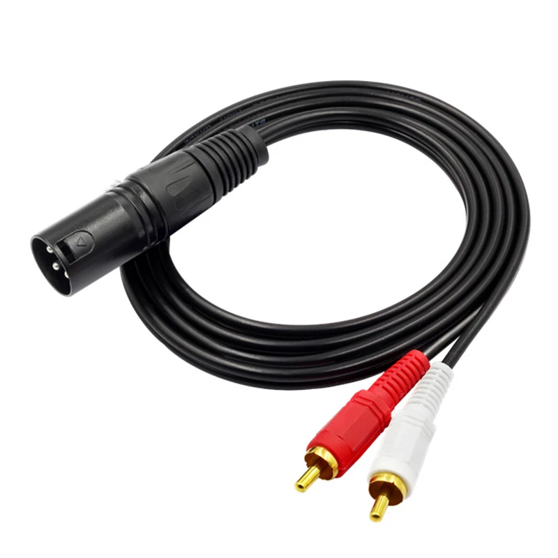 เสียง RCA ชาย2 XLR 3พินชายหญิง Cannon เครื่องขยายเสียงผสมปลั๊ก AV สาย Dual XLR ถึง dual RCA