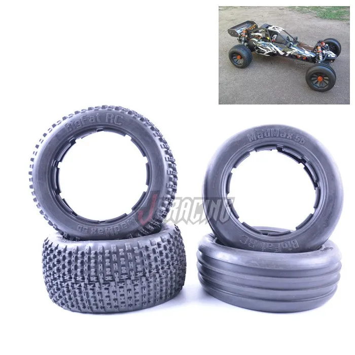 MadMax Rear Dirt Track Tire Front Groove Tyre for HPI Baja 5B SS King Motor Rovan Buggy