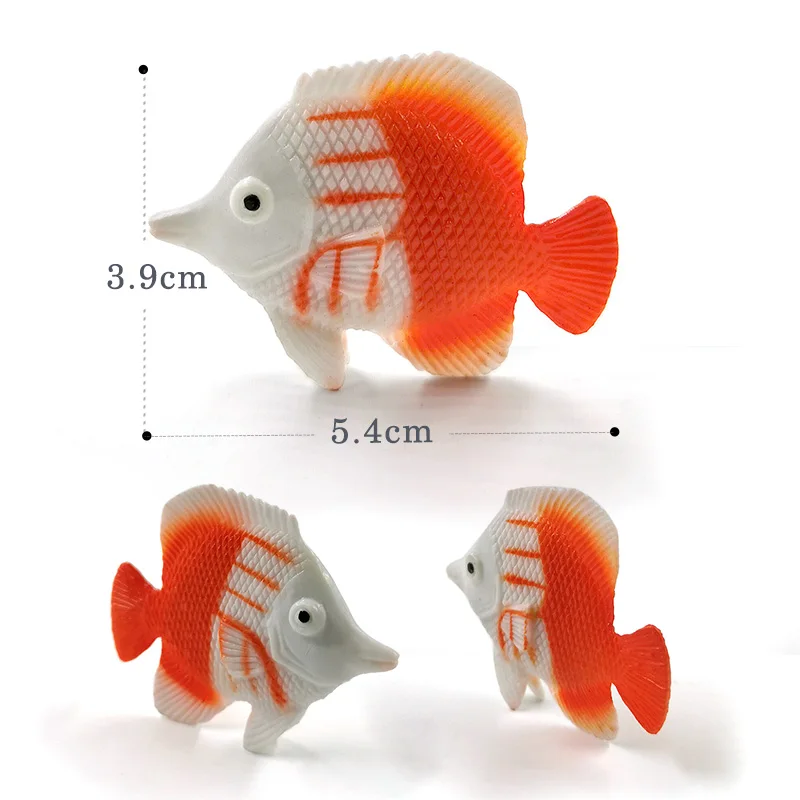 12Pcs Small Kawaii Ocean Fish Goldfish Animal Model Action Figure Diy Birthday Cake Decoration Set Toys Figurine Gift For Kids