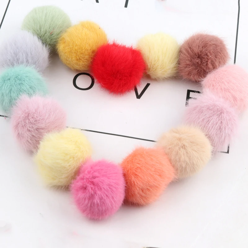 Pompnes 25mm Fur Balls Fluffy Pompoms 2.5cm DIY For Keychain Jewelry Earring Pom Pom Ball DIY Crafts Hair Accessories 10pcs