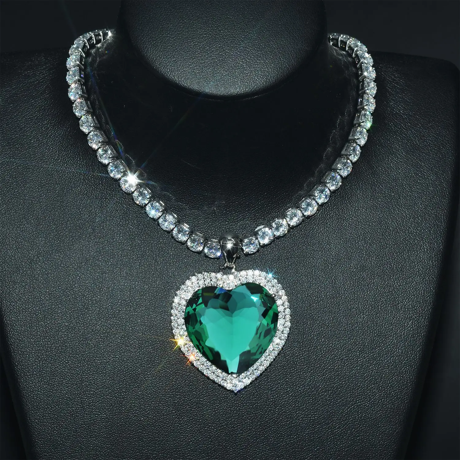 Heart Love 10ct Lab Aquamarine Pendant 925 Sterling Silver choker Party Wedding Pendants With Necklace For Women Trendy Jewelry