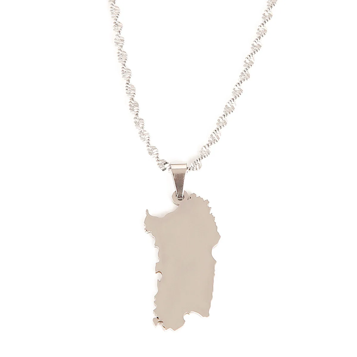 Stainless Steel Italy Sardinia Map Necklace Silver Color Trendy Sardegna Chain Jewelry Gifts