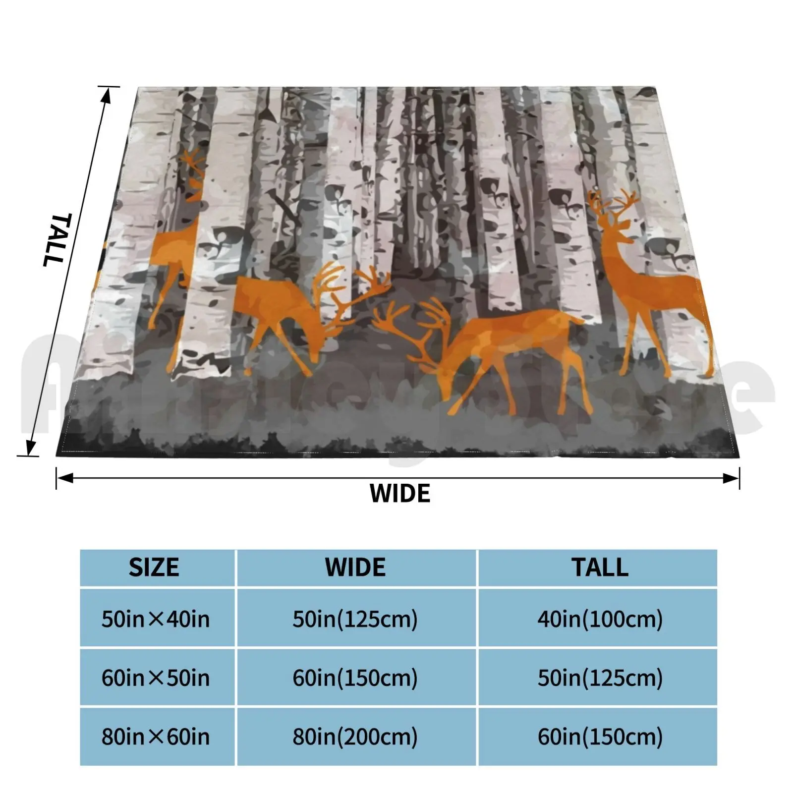 Deer , Fawns And Birchs Watercolor Blanket For Sofa Bed Travel Fox Birch Deer Fawns Forest Woods Nature Red