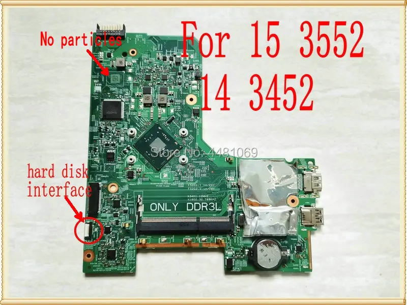 

PWB:896X3 CN-0PW4MN PW4MN Mainboard For Dell Inspiron 15 3552 14 3452 Laptop Motherboard SR2KN N3060 N3700U 14279-1 DDR3