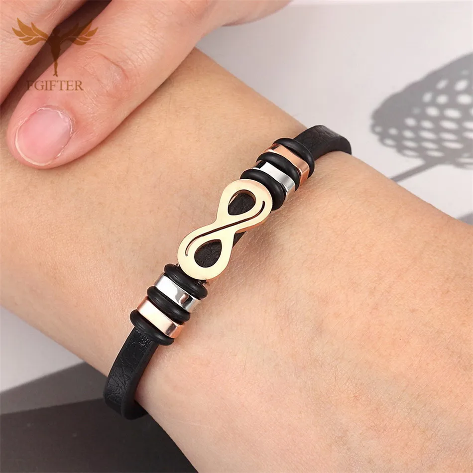 Fashion Women Charm Bracelets Infinity Style Bracelet Stainless Steel Jewelry Accessoriess Cuff Leather Bangles pulceras