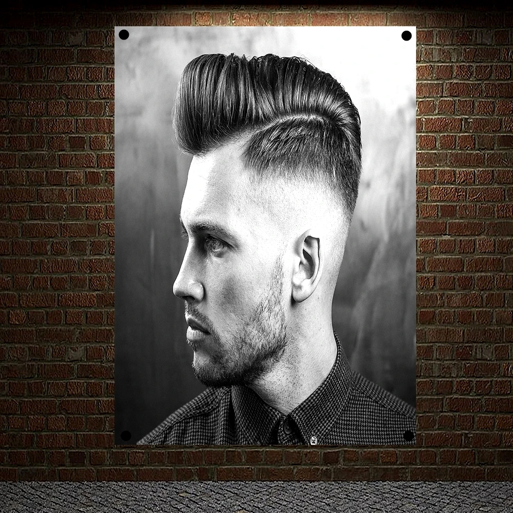 

Men's Beard Classic Hairstyle Poster Wall Sticker High Quality Banner Flag Canvas Painting Wall Hanging Barber Shop Wall Decor D