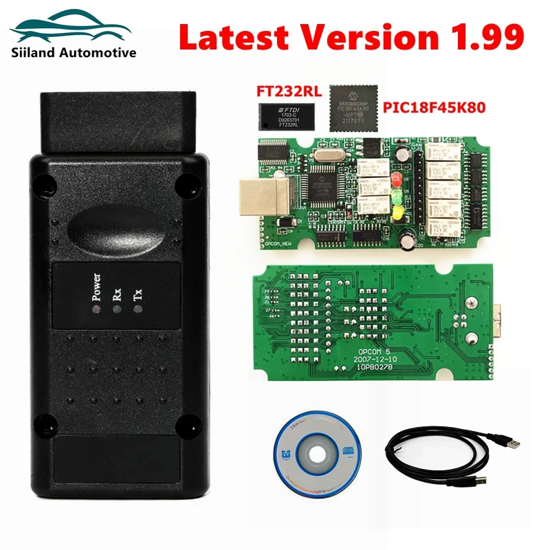 OPCOM-Cable de diagnóstico V5 para coche, actualización de firmware flash para Opel 2021 OP COM 1,99, OP-COM PIC18F458 CAN BUS OBD 2 OBD2,