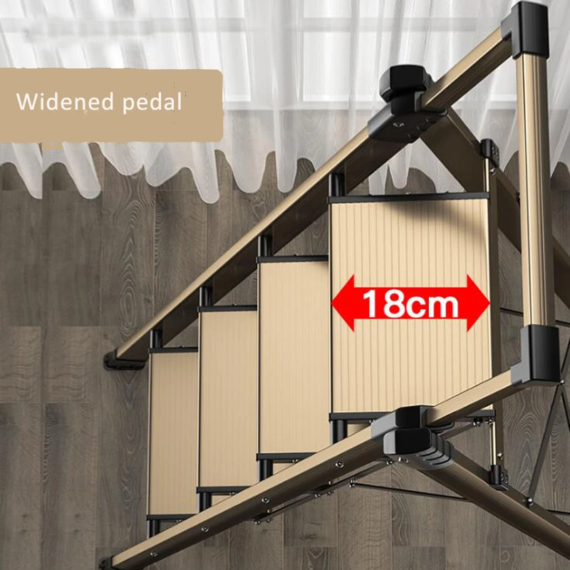 Tangga Herringbone Lipat Rumah Tangga Dalam Ruangan Multifungsi Tebal Aluminium Aloi Pegangan Tangga Kecil Tangga Dapat Ditarik