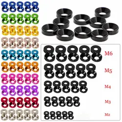 20pcs M2 M3 M4 M5 M6 Aluminum Colourful Anodized Countersunk Head Bolt Washers Gasket Red/Grey/deep Blue/Black/purple