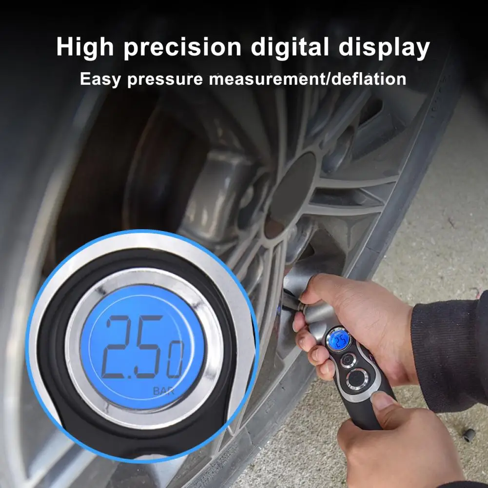 1pcs Tire Gage 4-in-1 High Accuracy Versatile Portable Digital Tire Pressure Gauge for Car Truck Multi-Functional Rescue Tools