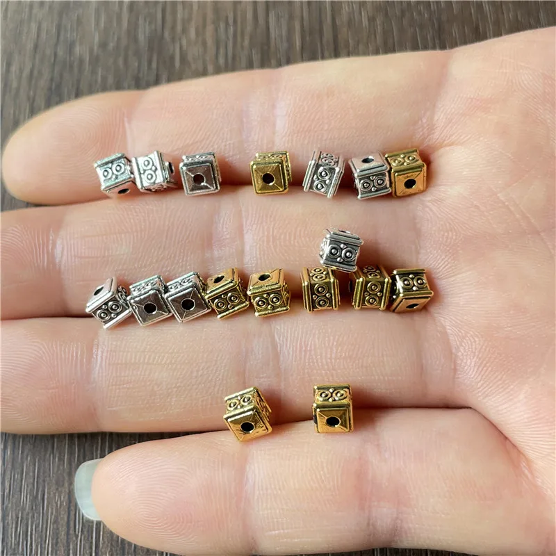 JunKang Metal cube Spacer Beads for DIY to make bracelets and necklaces connectors, wholesale jewelry alloys