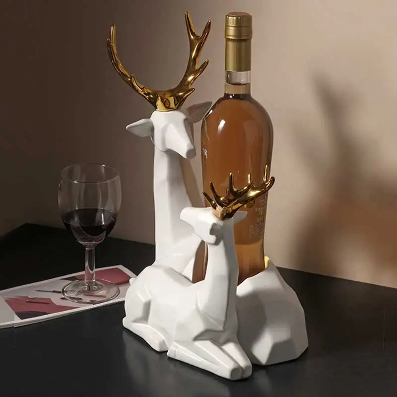 Ceramics Moose Wine Holder Nordic Luxury Elk Creative Red Wine Rack Bar Home Porcelain Decoration Upscale Present Wedding Gifts