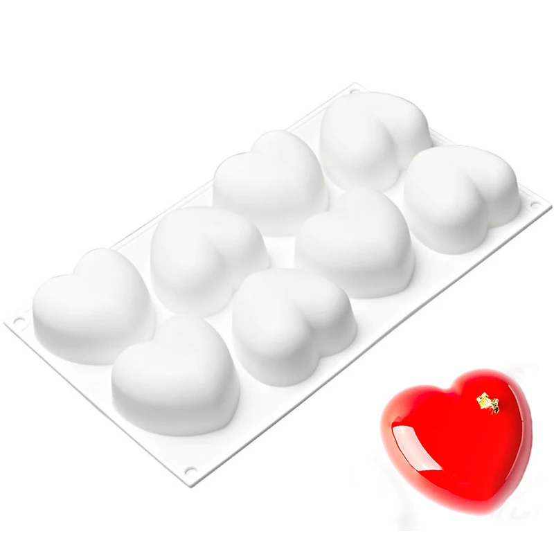 

8 Cavity love Heart Shape Silicone Cake Molds French Dessert Mousse Baking Form Moulds Chocolate Jelly Mold Cake Decoration Tool