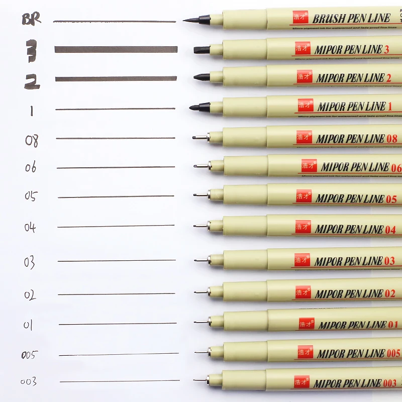 Pigment Liner Micron Ink Marker Pen 0.05 0.1 0.2 0.3 0.4 0.5 0.6 0.8  01 02 03 Different Tip Black Fineliner Sketching Pens