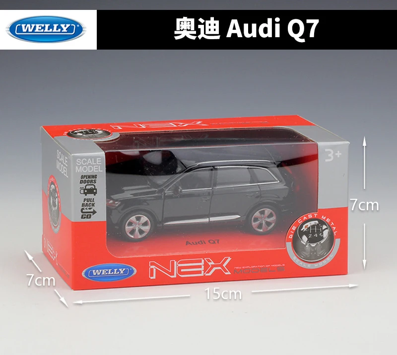 WELLY Diecast Car 1:36 Scale Simulation Audi Q3/Audi Q7 SUV Pull Back Model Car Metal Alloy Toy Car For Kids Gift Collection