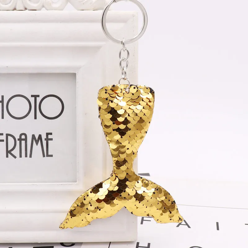 Mermaid Tail Keychain Sequins Keyring Decorative Pendants for Women Bags Car Key Phone Accessories Wedding Party Mom Gifts