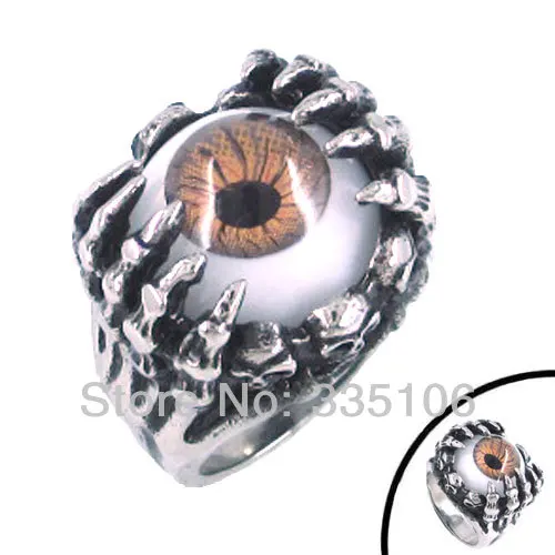 Ghost Skull Hand Gray Brown Blue Evil Eye Ring Stainless Steel Biker Men Jewelry Gift SWR0100