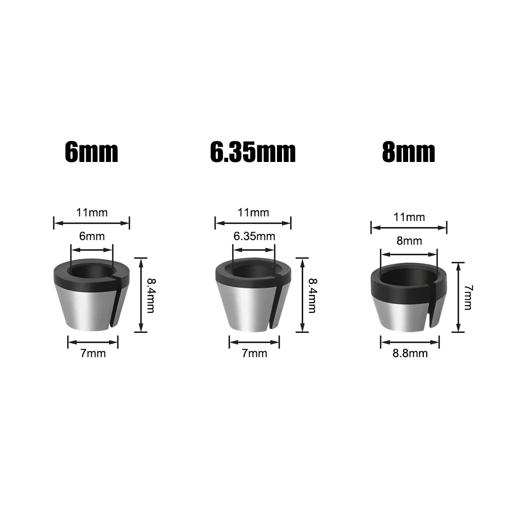 6mm or 6.35mm or 8mm collet chuck with nut Engraving Trimming Machine Electric Router Milling Cutter Accessories