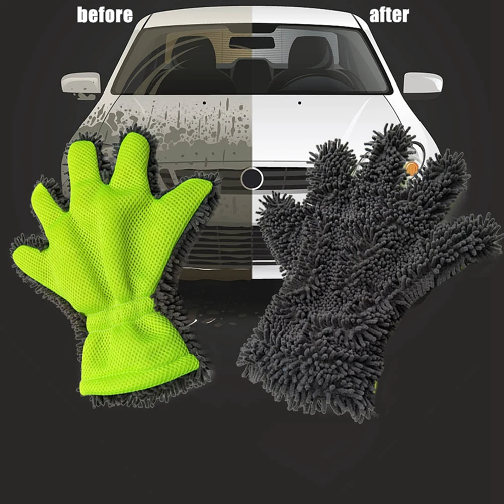 2021 Univrsal Car Washing Gloves Chenille Five Fingers Car Wash Gloves Microfiber Finger Gloves Cloth Auto Car Cleaning Tools