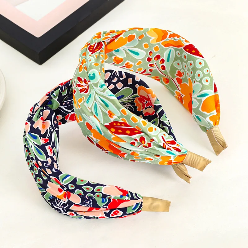 New Fashion Women Hairband Print Wide Headband Cross Knot Turban Flower Hair Hoop Bands Bezel Girls Hair Accessories Headdress