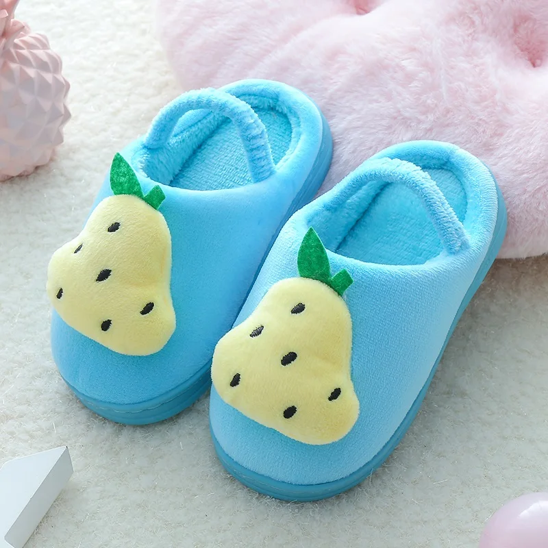 5 Style Fruit Warm Cotton Children Slippers Home Indoor Non-Slip Kids Shoes Fluffy Slippers Comfort Girl Shoes Cotton Slippers