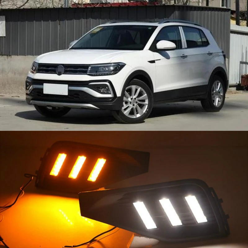 

1 Set Turn Signal Fog Lamp Cover 12V ABS LED DRL Car Styling For Volkswangen VW T-Cross tcross 2019 2020 Daytime Running Lights