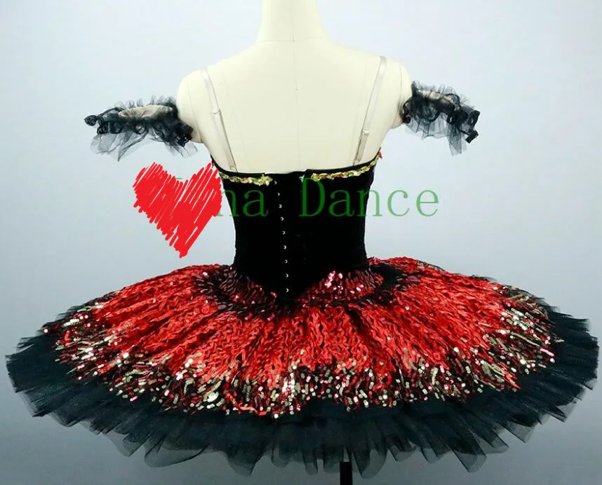 Women  Swan Lake Professional Pancake Tutu black red Performance Competition Sugar Plum Fairy, Sleeping Beauty, Don Quixote Act