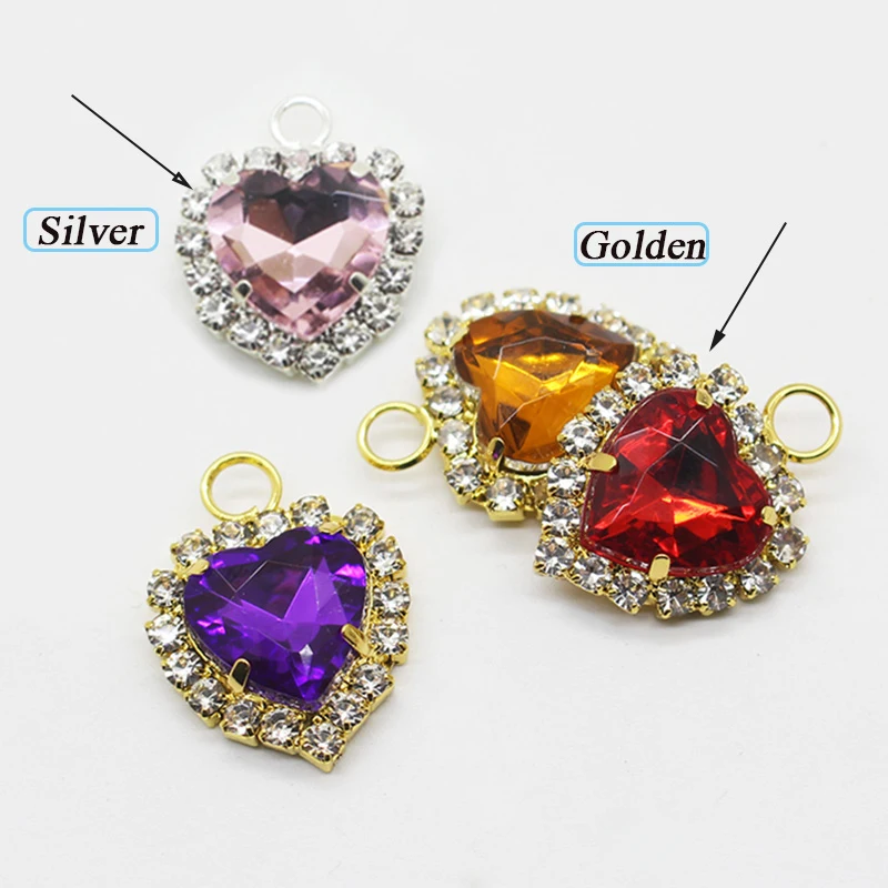 10 pieces/batch of colorful jewelry accessories, peach heart claw diamond wall single hanging rhinestone pendant accessories