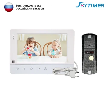 Joytimer Nieuwe Video Intercom 1200TVL Video Deurbel Camera Voor Appartement 7 Inch Monitor Ondersteuning One-Key Unlock, bewegingsdetectie
