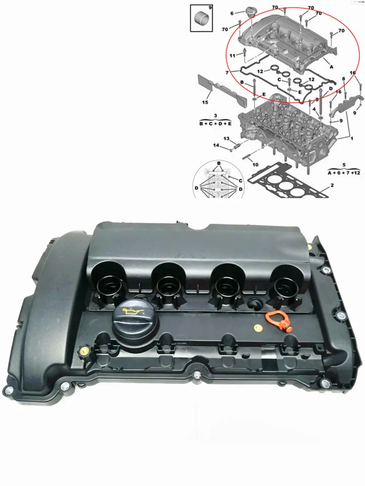 Engine Cylinder Valve Cover & Gasket V759886280 0248Q2 For Peugeot 207 208 308 508 3008 5008 RCZ For Citroen C4 C5 DS5 1.6T