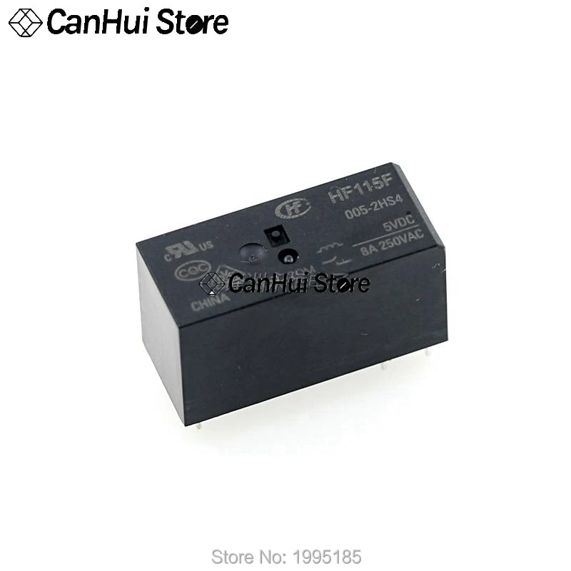 1Pcs HF JQX 115F-005-2HS4 115F-012-2HS4 115F-024-2HS4 5V,12V,24V 2 sets of normally open 6-pin 8A 250VAC HongFa Relay