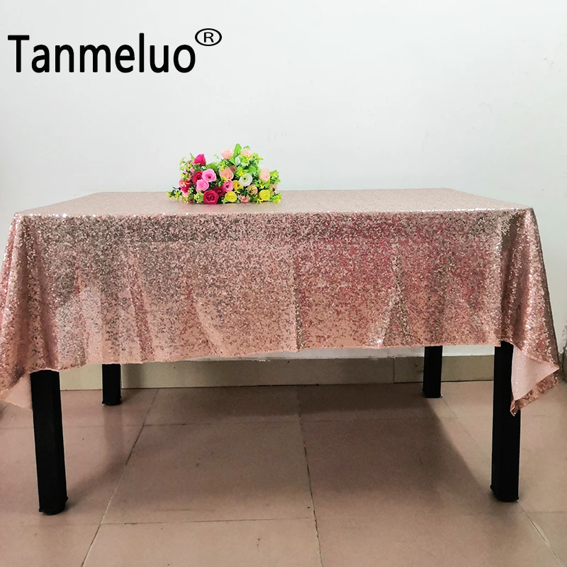 Glitter Sequin Table Cloth Overlay Rectangular Tablecloth Rose Gold Table Cover Wedding Party Baby Shower Birthday Decoration