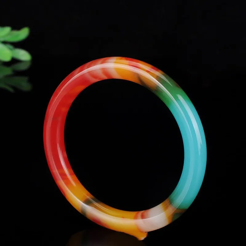 Xinjiang Gobi Colorful Jade Bracelet Female Fashion Joker Round Bracelet Jewelry