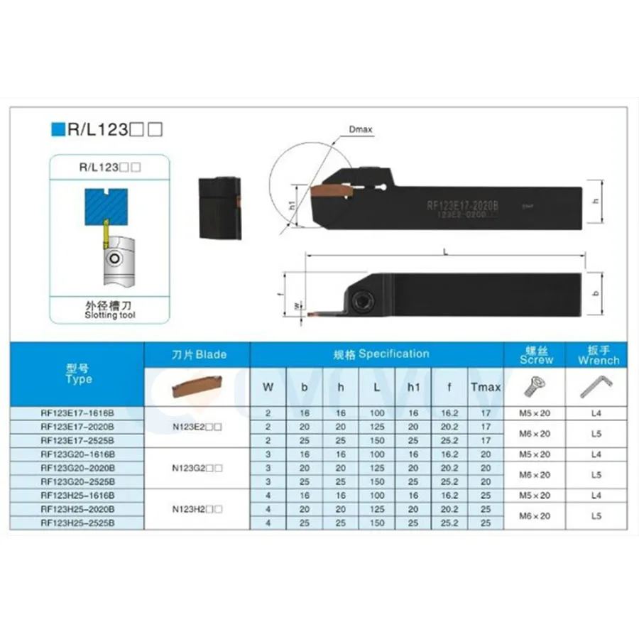 RF123T06-1212BM/2020 RF123 G2525/E1616-2T17/2020-4T25/2020K-2.5T18 Lathe External Cutting Groove CNC Tool Holder Use N123 insert