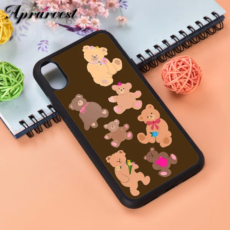 Aprarvest Silicone Rubber Phone Case Cover For iPhone 6 6S 7 8 PLUS X XS XR 11 12 MINI PRO MAX Bear Cute