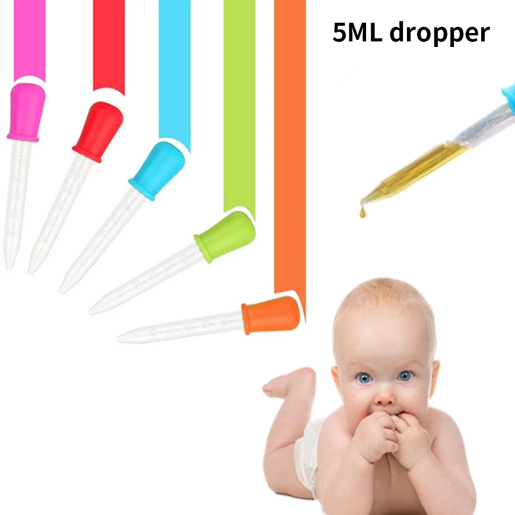 6/8/10pcs 5ml Silicone Pipette Liquid Food Dropper Plastic Baby Feeding Medicine Dropper Pipette Dropper For School Lab Supplies