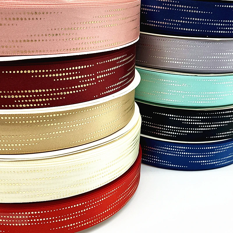 25mm High Quality Bronzing Ribbon Polyester Satin  Gift Wrapping Wedding Decoration Hair Bows DIY