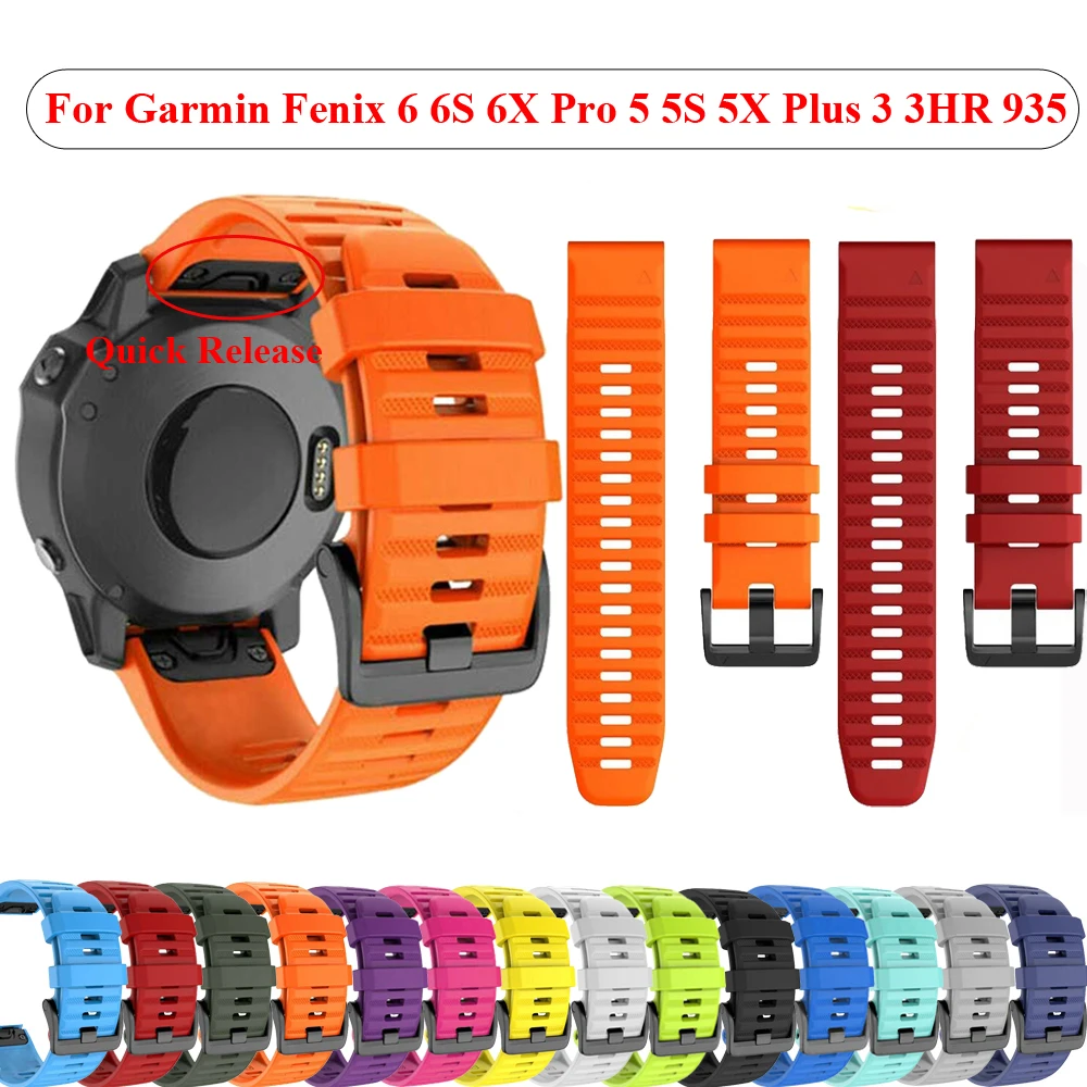 20 22 26mm Smart Watch Band Silicone Straps For Garmin Fenix 7S 7 7X 6 6S 6X Pro 5X 5 5S 3 3HR 935 Quick Release Bracelet Correa